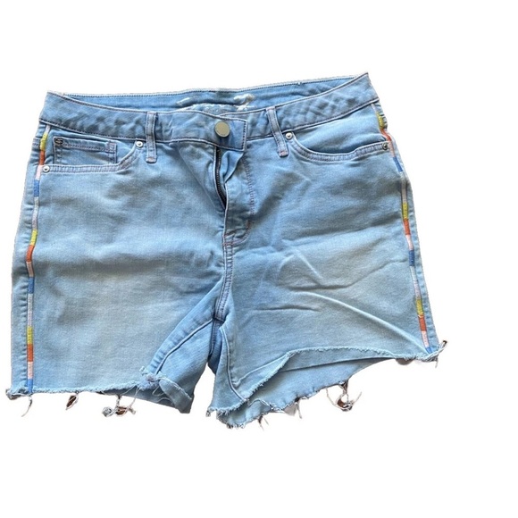 Seven7 Distressed Denim Blue Women's Shorts - Picture 1 of 8